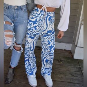 Blue swirl pants - size small